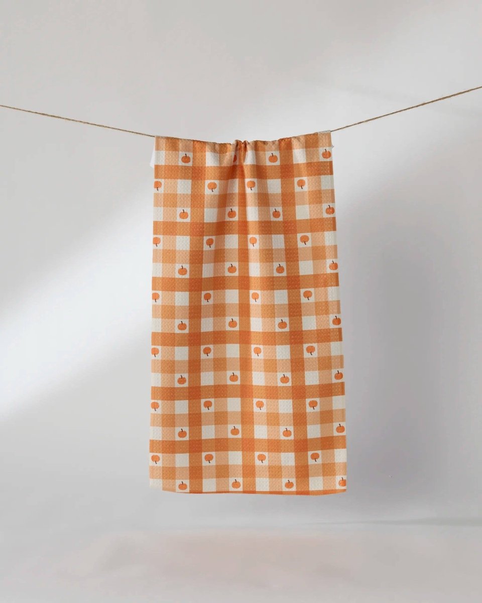 Pumpkin Check Bar Towel - Pages & Parcels