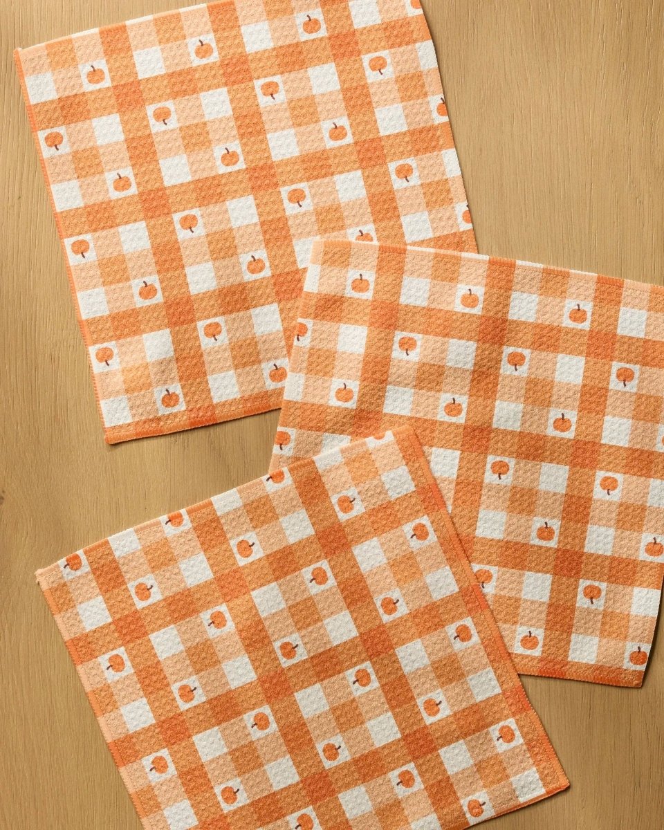 Pumpkin Check Dishcloth Set - Pages & Parcels