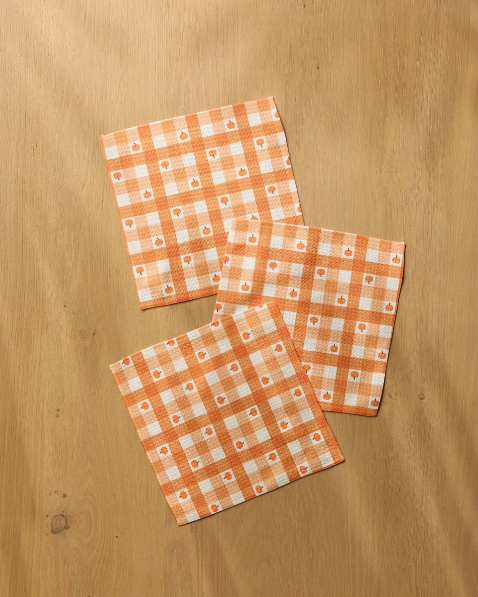 Pumpkin Check Dishcloth Set - Pages & Parcels