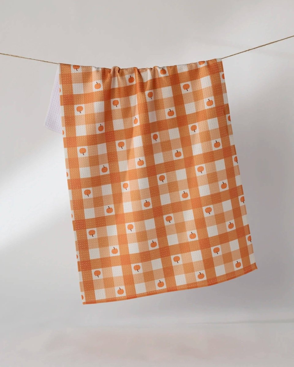 Pumpkin Check Tea Towel - Pages & Parcels