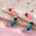 Rainbow multicolor beaded hoop earrings