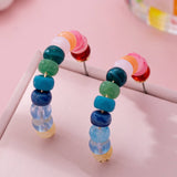 Rainbow multicolor beaded hoop earrings