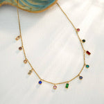 Rainbow multicolor stone dangle necklace