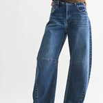 Raw Hem Barrel Jean w/ Seams - DARK DENIM - BP473J - Pages & Parcels