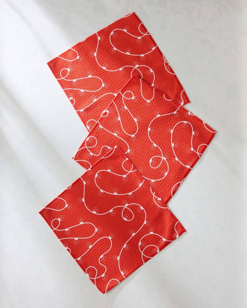 Red Holiday Lights Dishcloth Set - Pages & Parcels