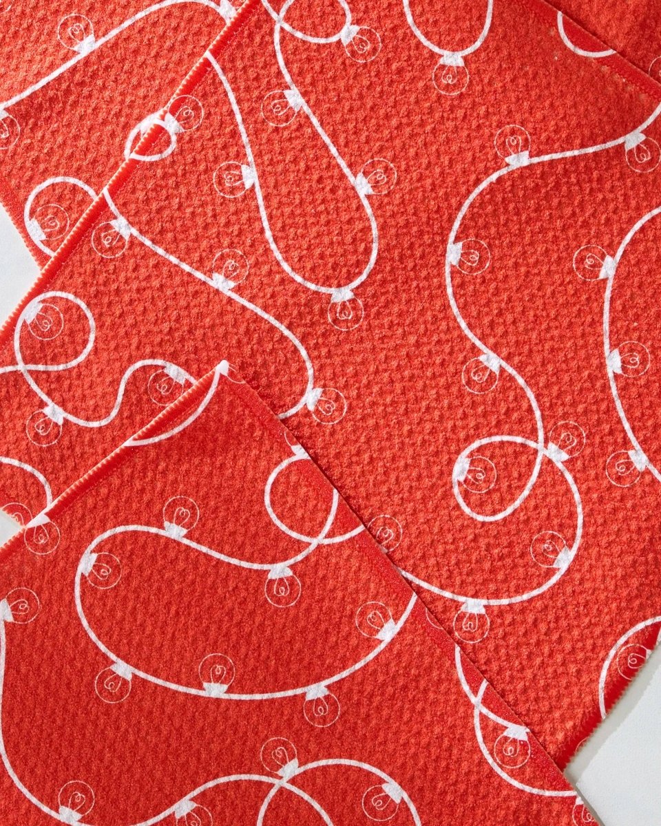 Red Holiday Lights Dishcloth Set - Pages & Parcels