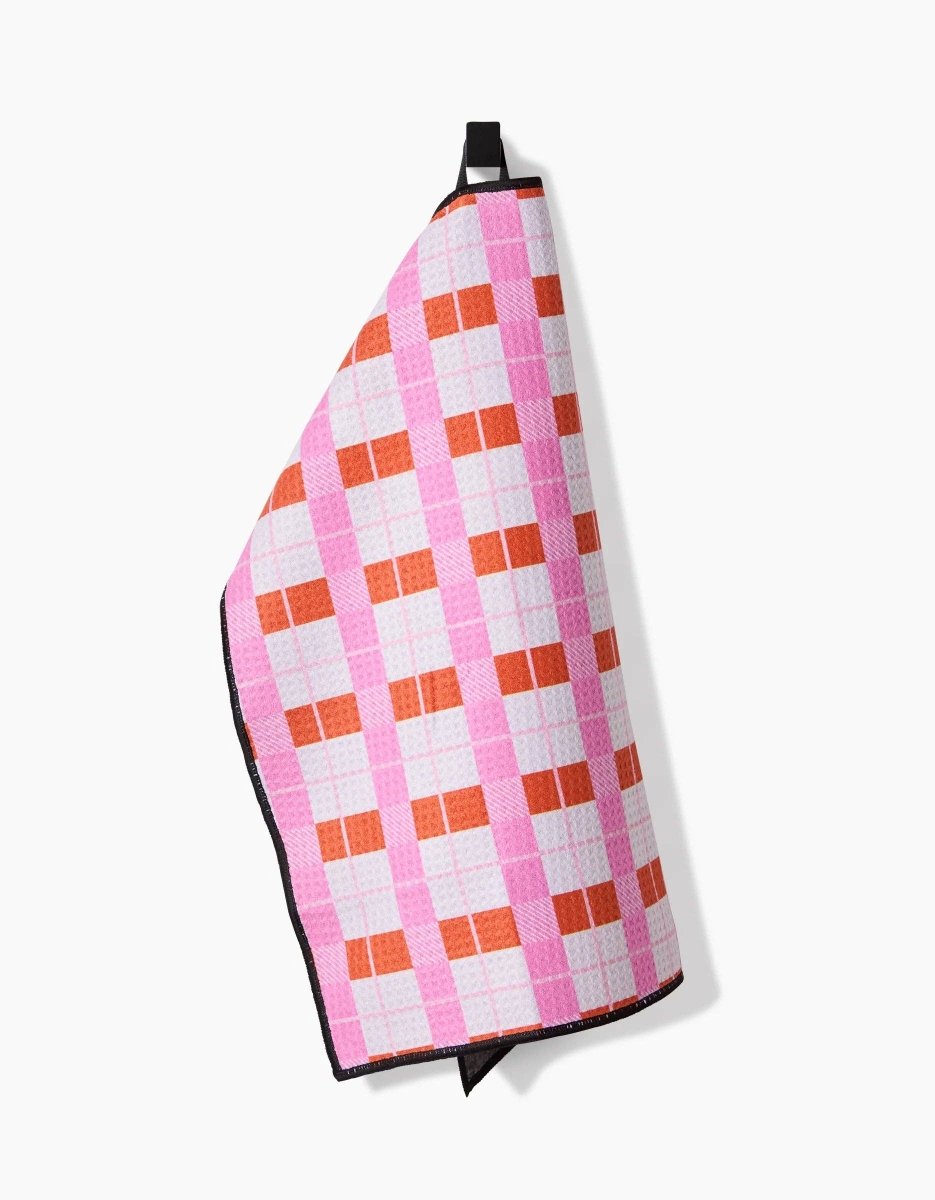Red Pink Plaid Paw Towel - Pages & Parcels