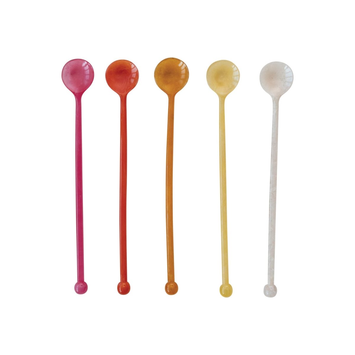 Resin cocktail spoon in marbled colors, set of five