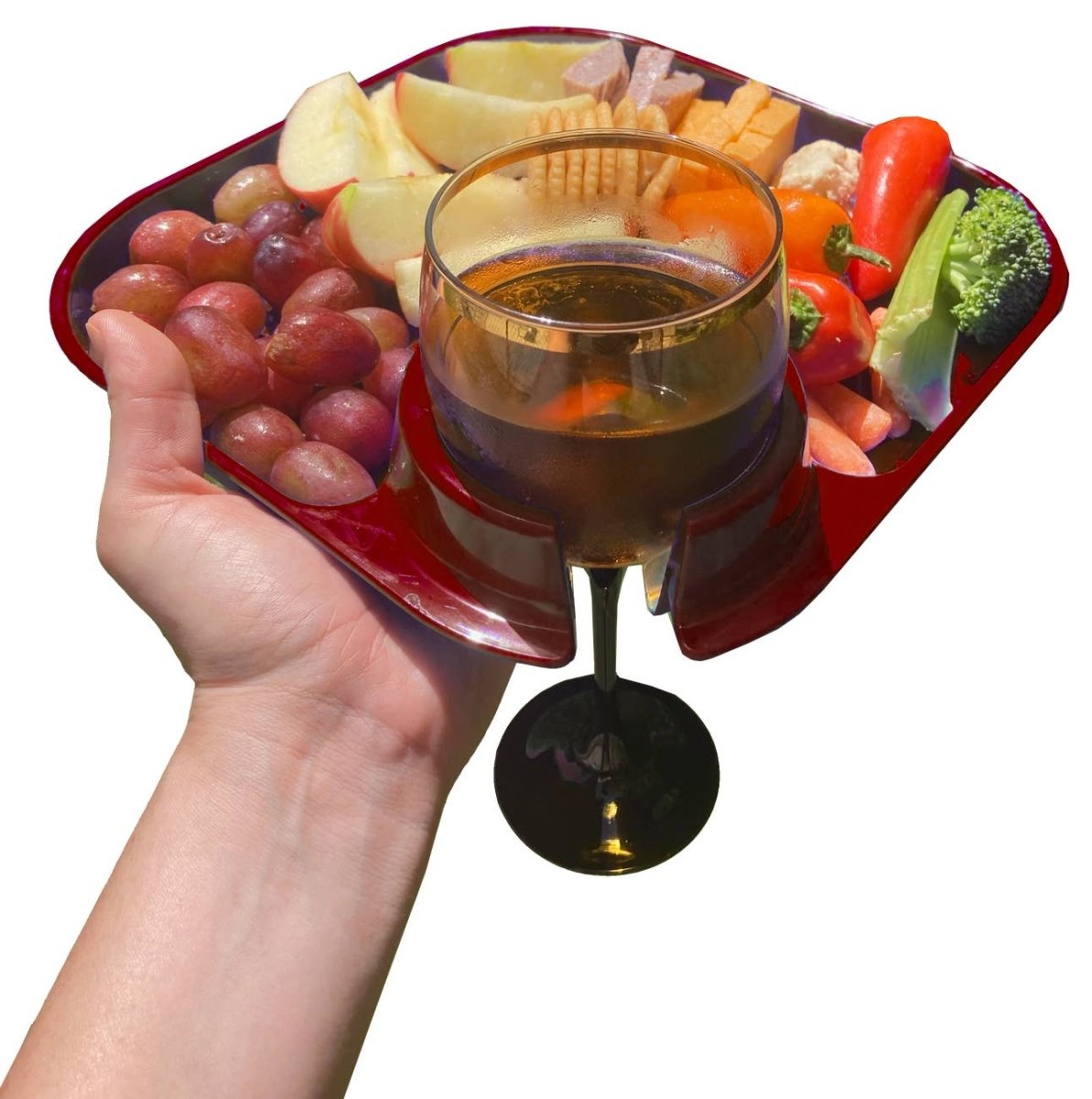 Reusable Party Plates w/ Beverage Holder - Set of 4 - Red - Pages & Parcels