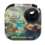 Reusable Party Plates w/ Cup Holder - Set of 4 - Charcoal - Pages & Parcels