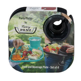 Reusable Party Plates w/ Cup Holder - Set of 4 - Charcoal - Pages & Parcels