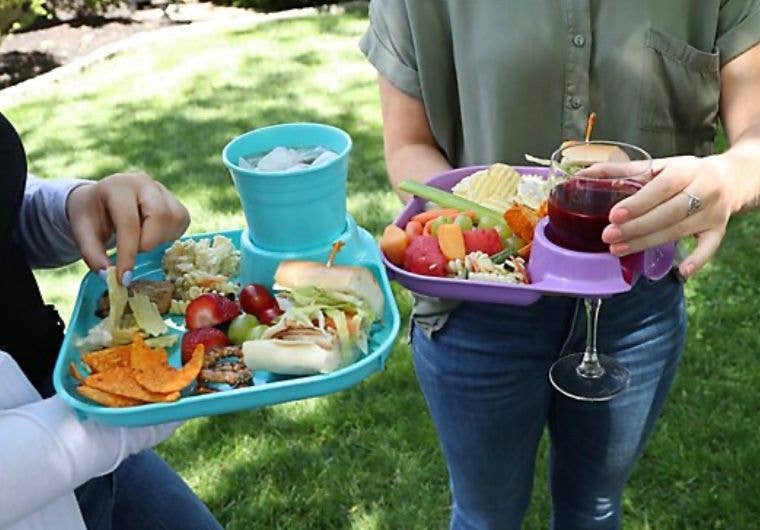 Reusable Party Plates w/ Stemware Holder - Set of 4 - White - Pages & Parcels
