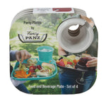 Reusable Party Plates w/ Stemware Holder - Set of 4 - White - Pages & Parcels