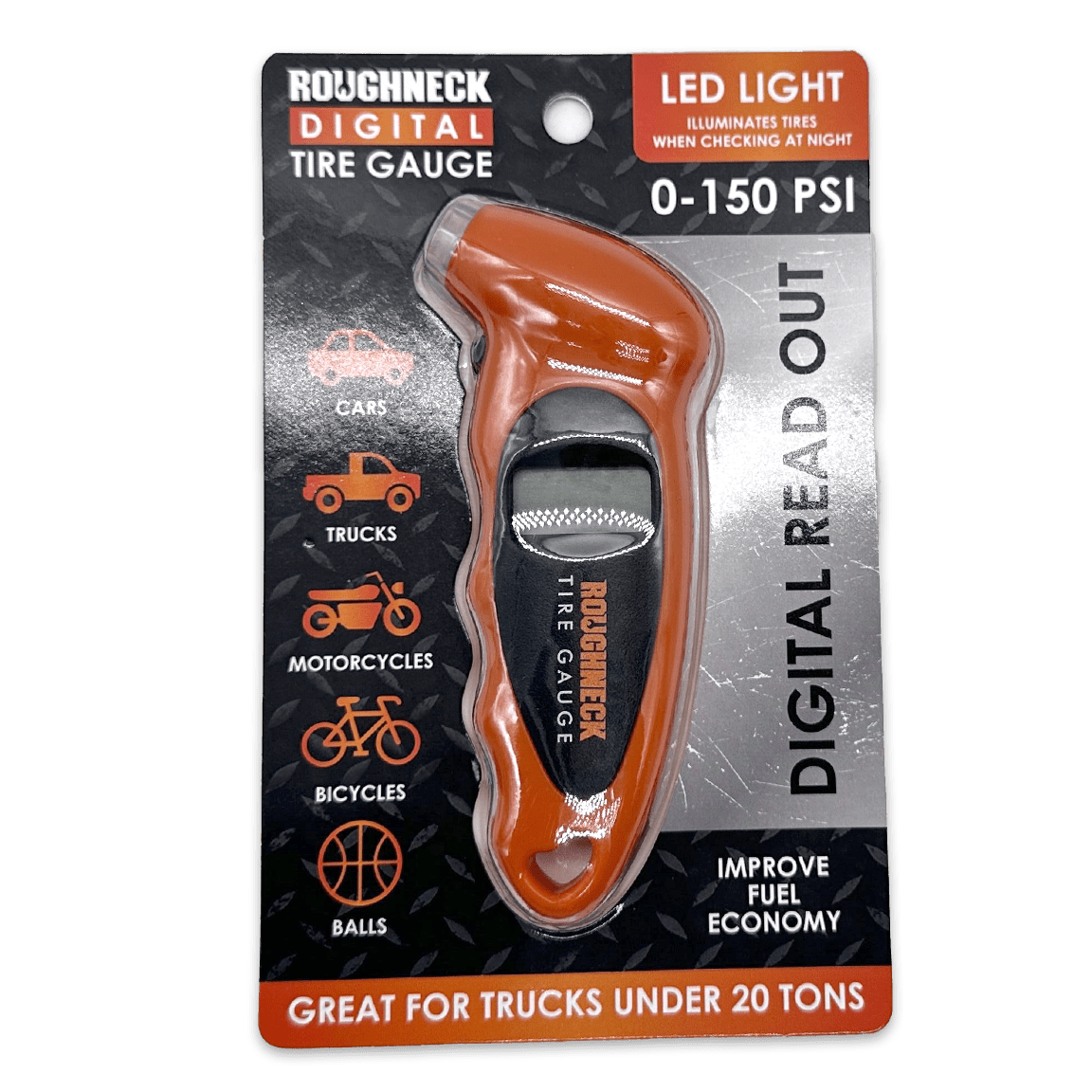 Roughneck Digital Tire Gauge & LED Light - 4 Piece Display - Pages & Parcels