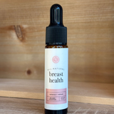 Bottle labeled Rowe Casa 'All-Natural Breast Health' on a wooden surface