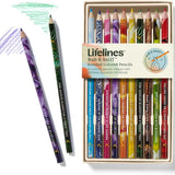 Box of Lifelines Rub & Sniff scented colored pencils with pencils displayed outside the box.