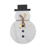 S/2 14 - 3/4"L x 9 - 1/2"W Marble Snowman Shaped Cutting Board - Pages & Parcels