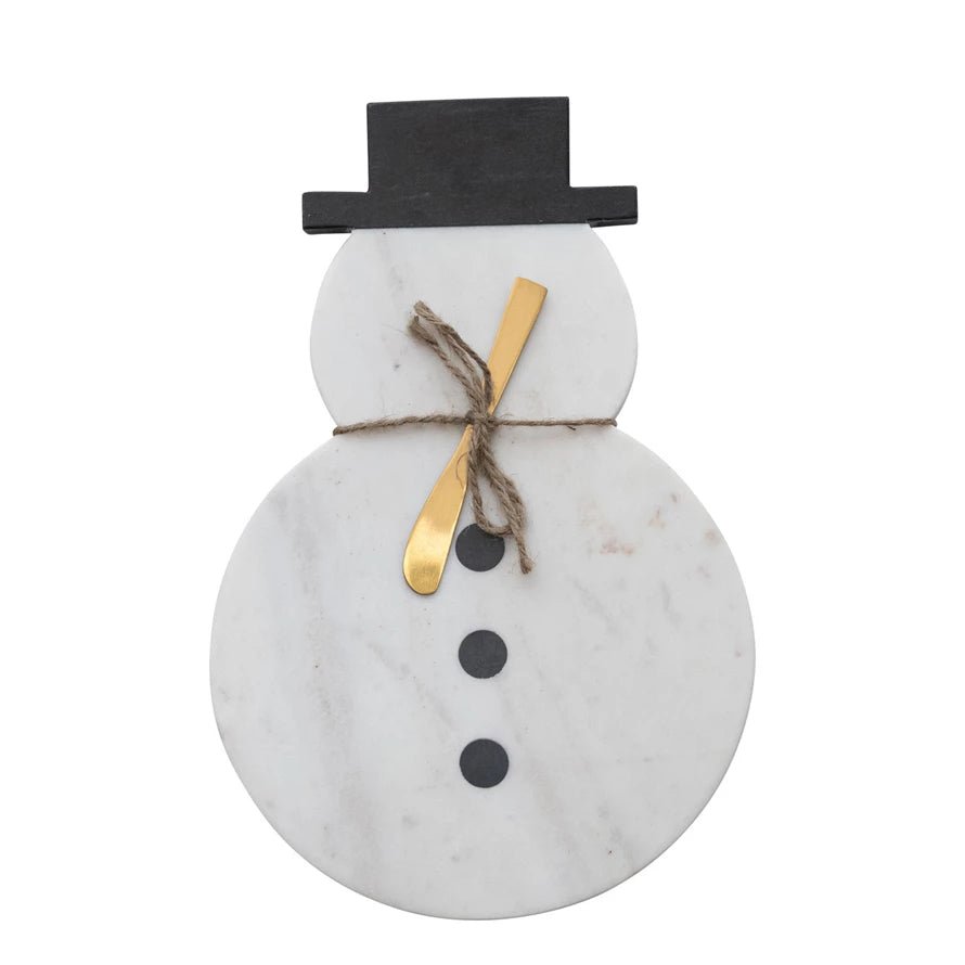 S/2 14 - 3/4"L x 9 - 1/2"W Marble Snowman Shaped Cutting Board - Pages & Parcels