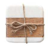S/4 4" Square Marble & Mango Wood Coasters - Pages & Parcels