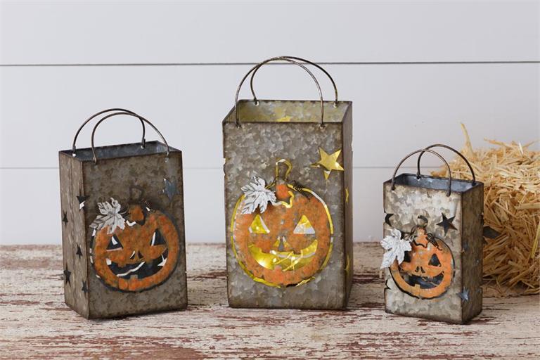 (Set of Three) Tin - Jack - O - Lanterns - Pages & Parcels