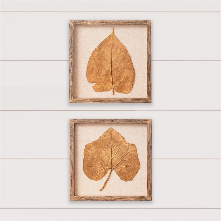 (Set of Two) Wall Hanging - Golden Leaf - Pages & Parcels