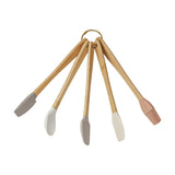 Set of five mini kitchen utensils in silicone and beech wood