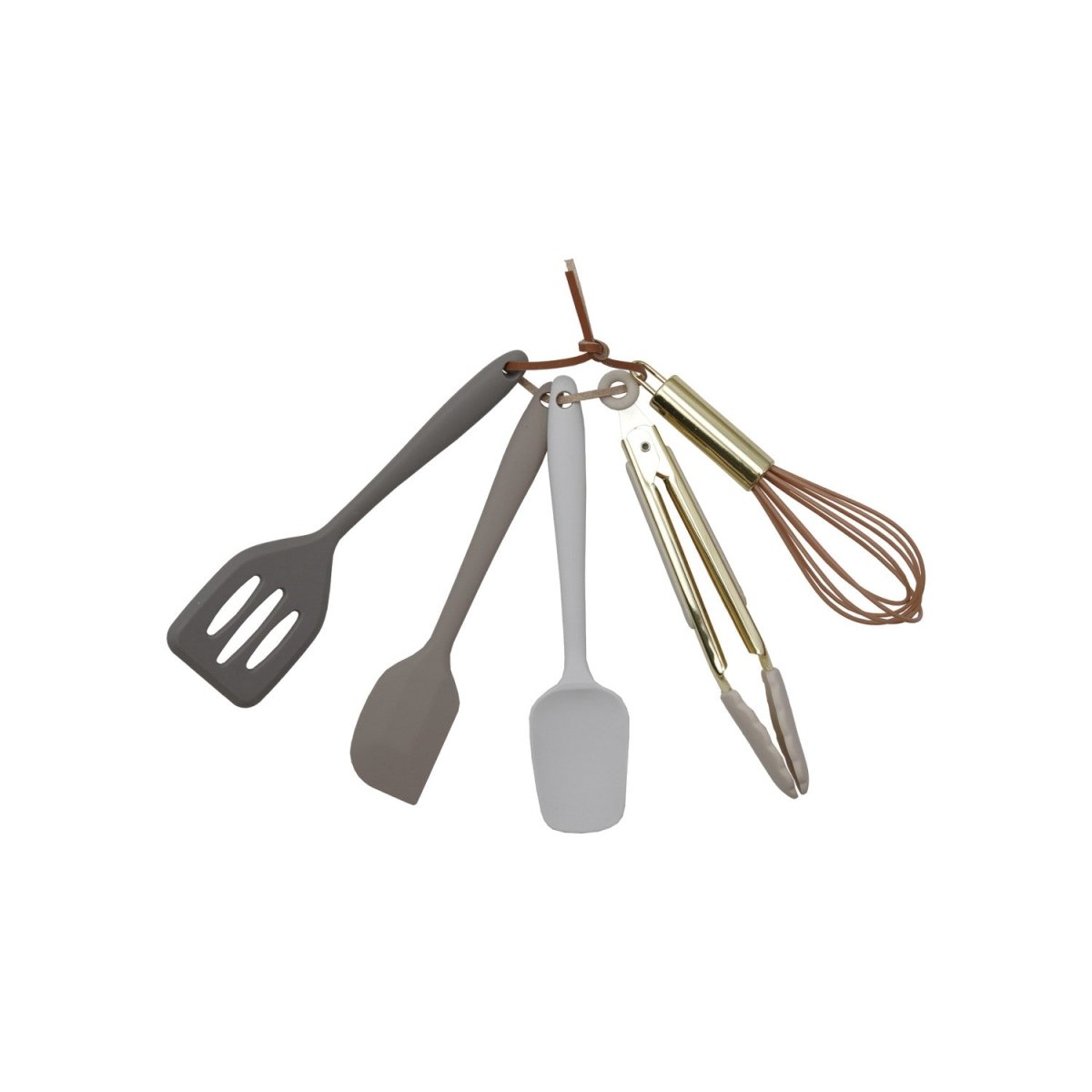 Set of five mini kitchen tools in silicone and metal