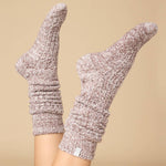 Slouchy crew socks in a soft heathered knit