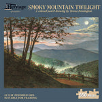 Jigsaw puzzle box for Smoky Mountain Twilight, featuring a colored pencil twilight mountain scene