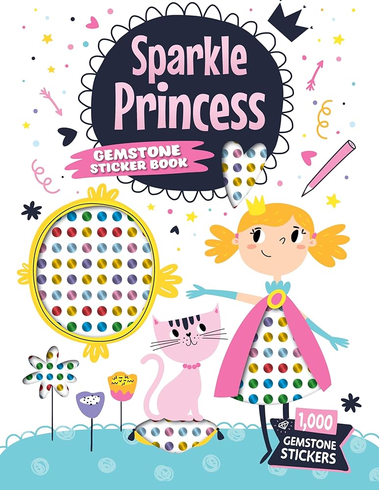 Sparkle Princess Gemstone Sticker Book (Happy Fox Books) 12 Beautiful Designs, 1,200 Stickers, and Perforated Pages, for Kids Ages 6 and Up cover image