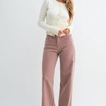 Spice brown stripe wide leg jeans
