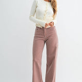 Spice brown stripe wide leg jeans