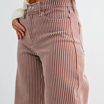 Spice brown stripe wide leg jeans