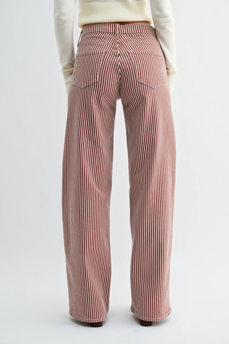 Spice brown stripe wide leg jeans