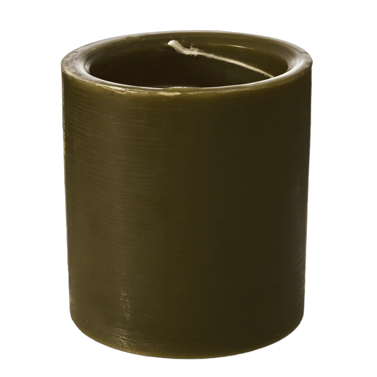 Spiral Light Candle with a cotton spiral wick burning above a wood-wick candle base