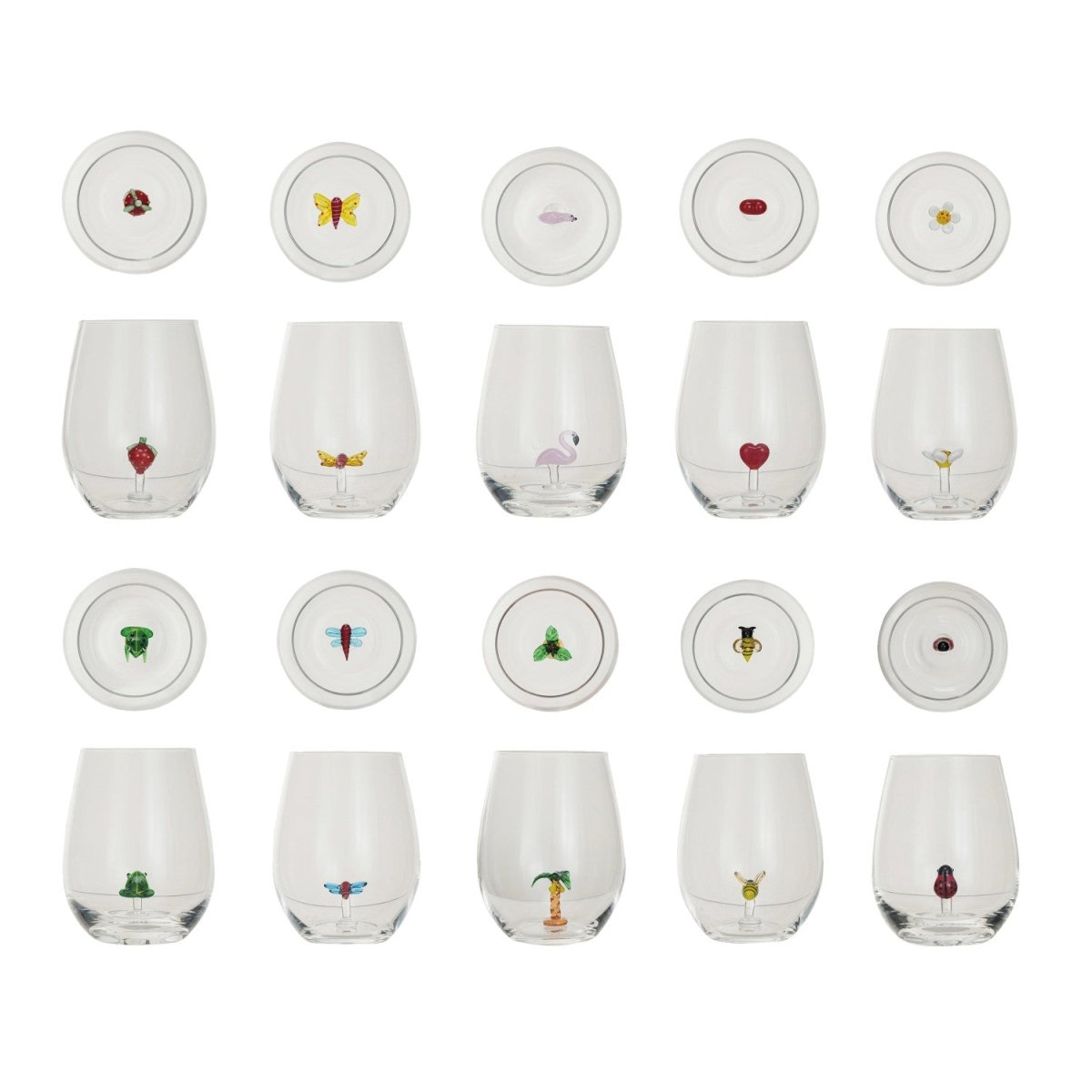 Stemless wine glass with a small figure inside, ten styles