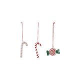 A stoneware ornament shaped like candy, one of three styles