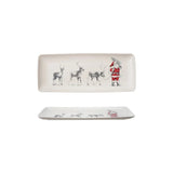 Stoneware Serving Platter with Santa Leading Reindeer - Pages & Parcels