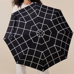Stylish Black Grid Compact Eco - friendly Duck Umbrella - Pages & Parcels