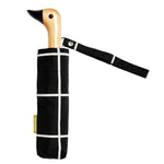 Stylish Black Grid Compact Eco - friendly Duck Umbrella - Pages & Parcels