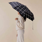 Stylish Black Grid Compact Eco - friendly Duck Umbrella - Pages & Parcels