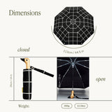 Stylish Black Grid Compact Eco - friendly Duck Umbrella - Pages & Parcels