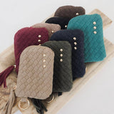 Chocolate faux suede card wallet