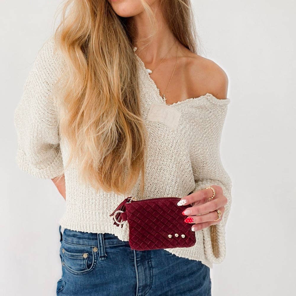 Chocolate faux suede card wallet