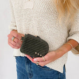 Chocolate faux suede card wallet