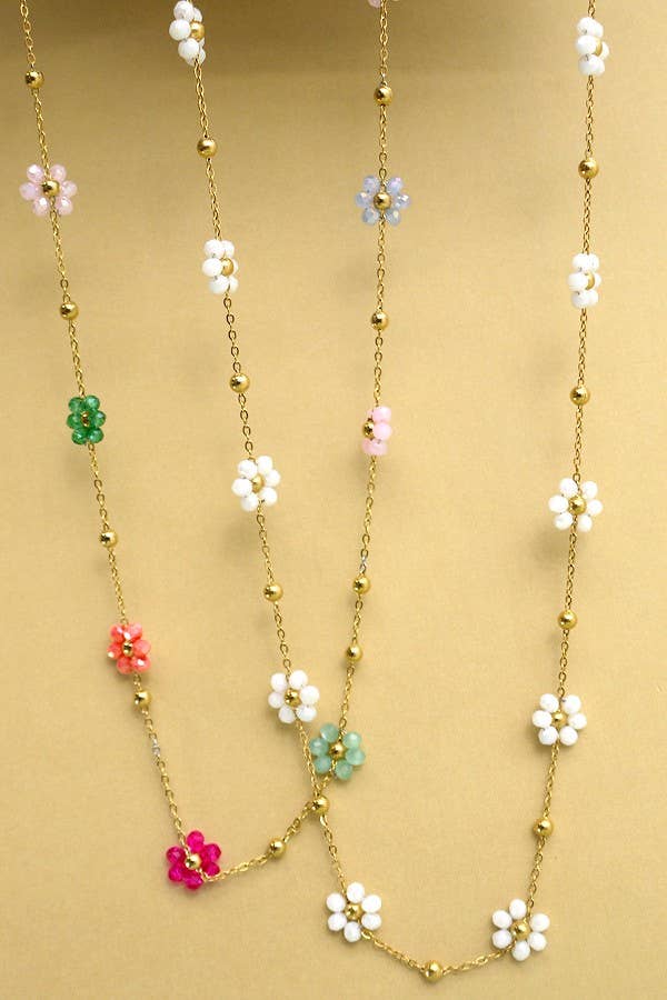 Summer Multi Beaded Flower Charm Necklace - Pages & Parcels