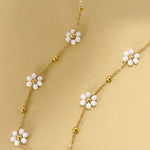 Summer multi beaded flower charm necklace in white and multi colors