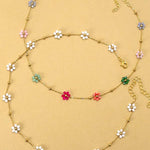 Summer multi beaded flower charm necklace in white and multi colors