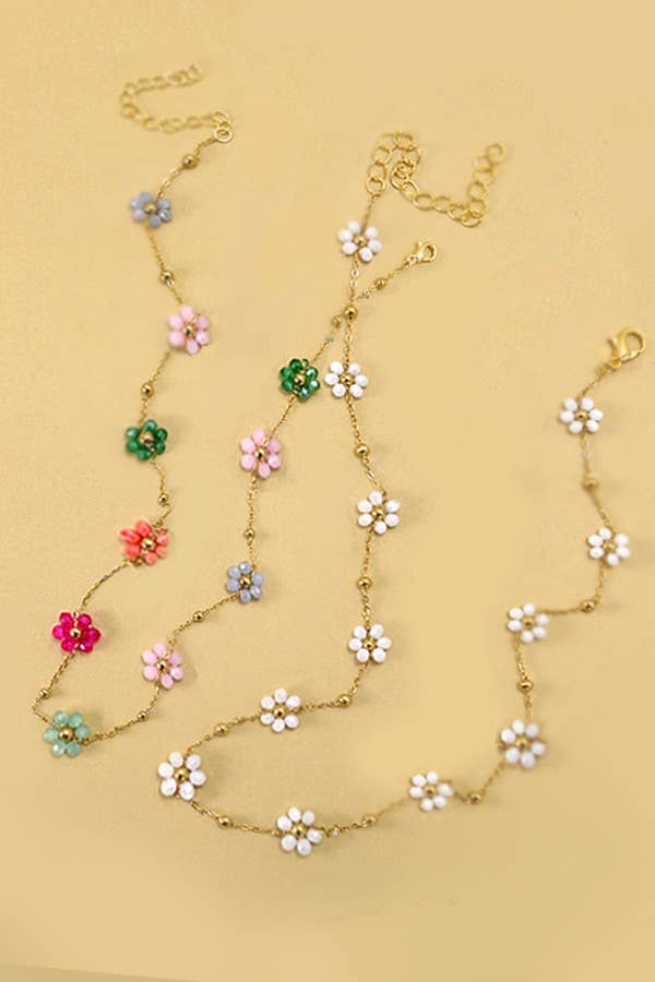 Summer Multi Beaded Flower Charm Necklace - Pages & Parcels