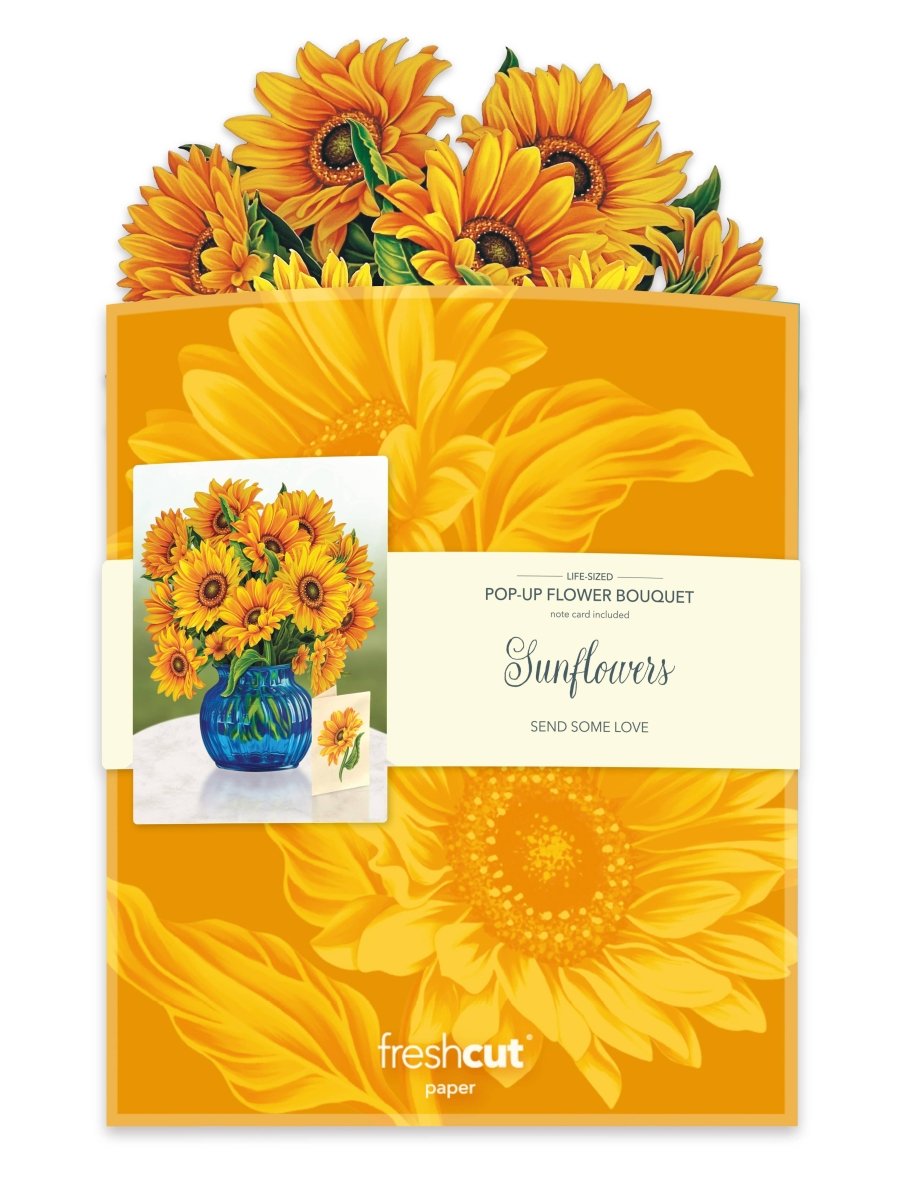 Sunflower (Updated Vase) (8 Pop - up Greeting Cards) - Pages & Parcels